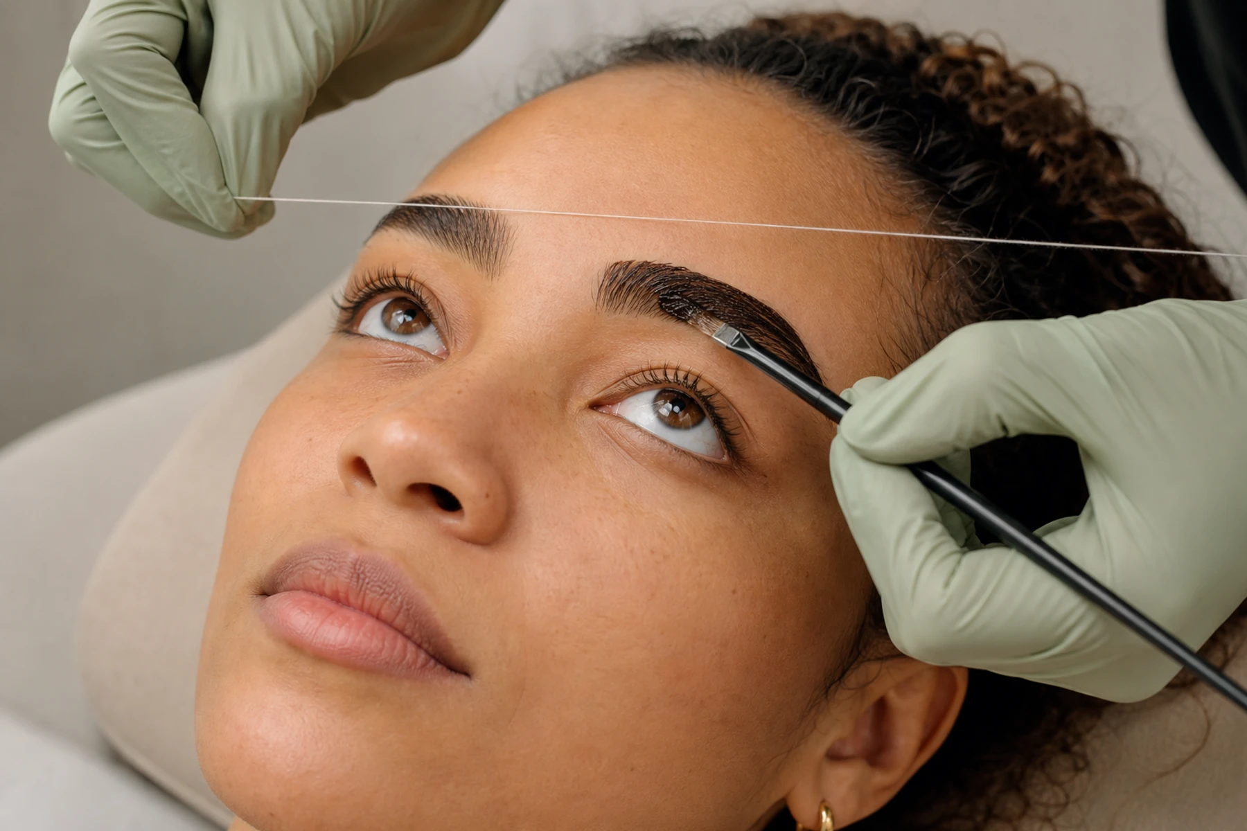 Professional brow or lash treatment imagery for Eyebrow Threading & Tint