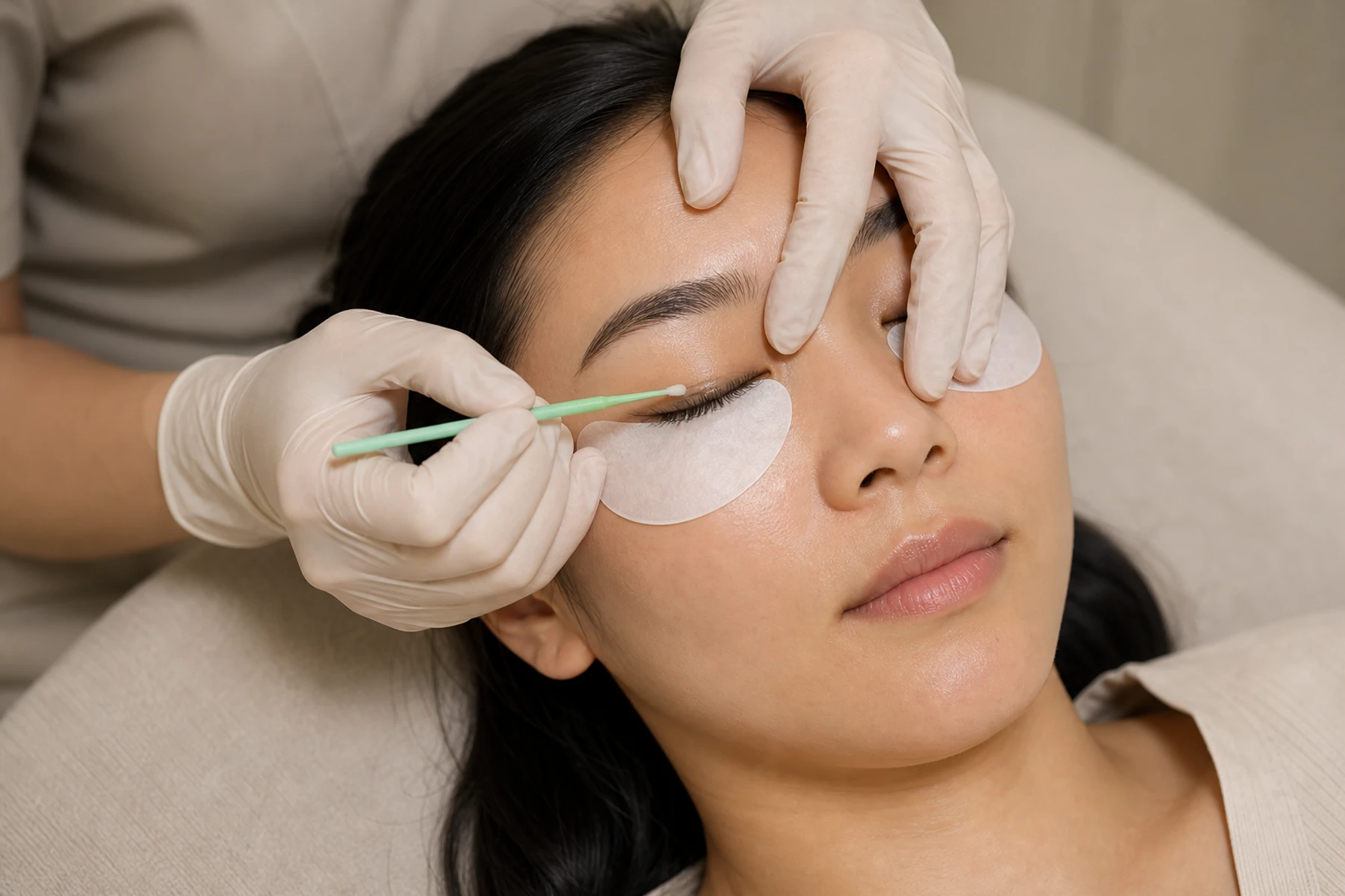 Professional brow or lash treatment imagery for Eyelash Tint