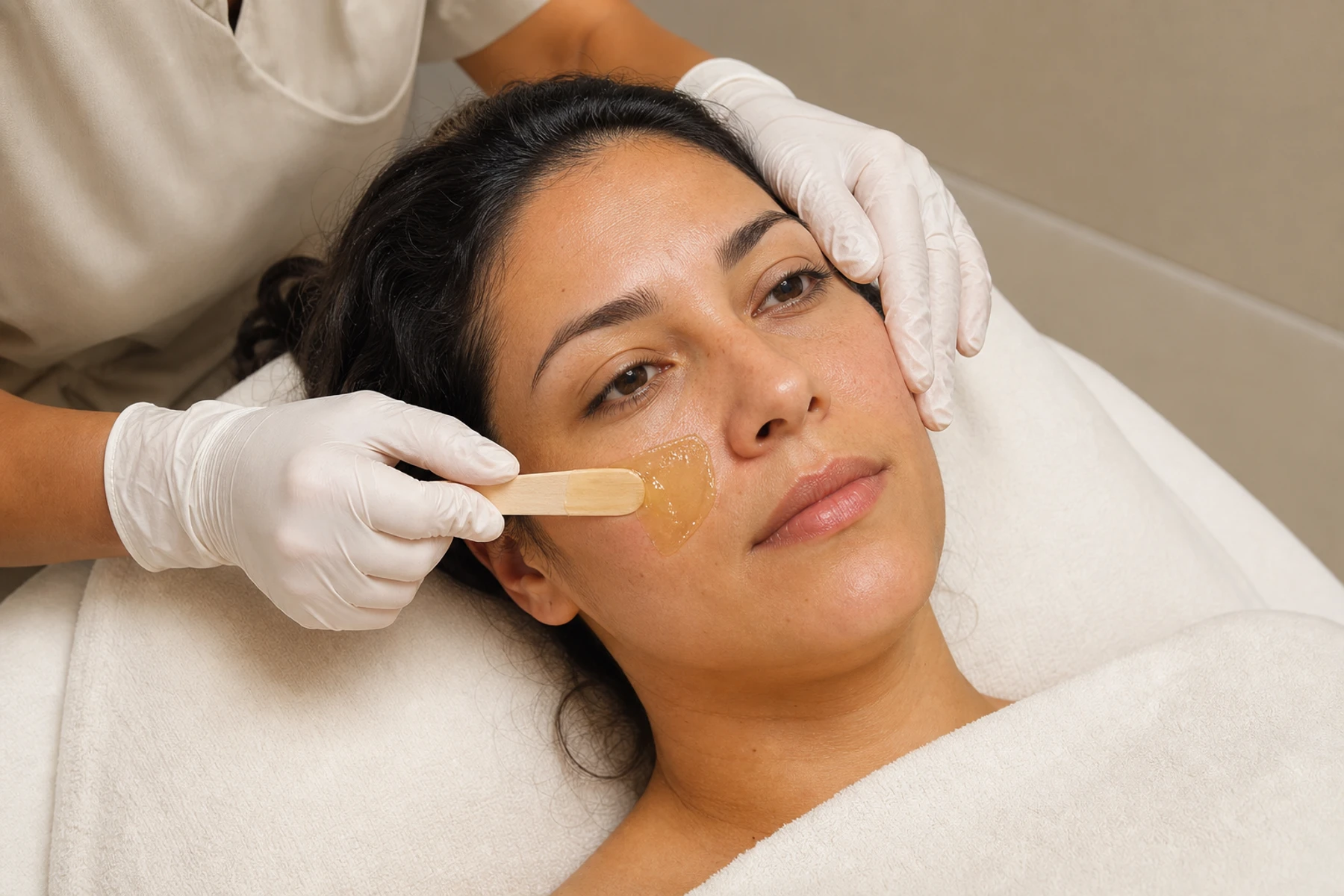 Professional waxing treatment imagery for Full-Face Hard Wax
