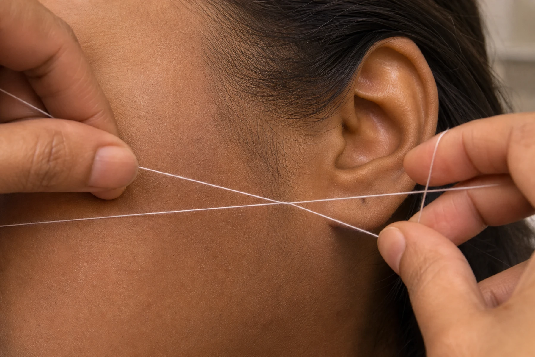 Professional facial threading treatment imagery for Sideburn Threading