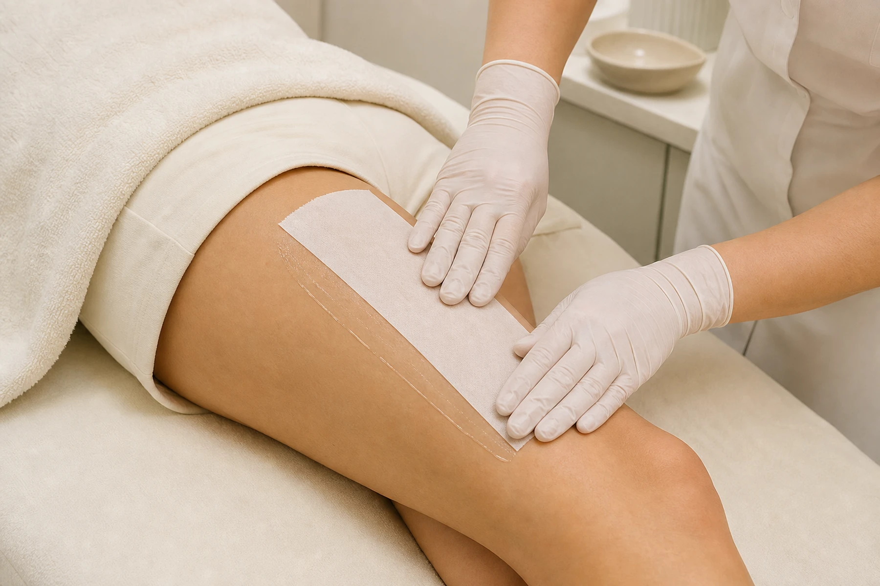 Professional waxing treatment imagery for Upper-Leg Waxing